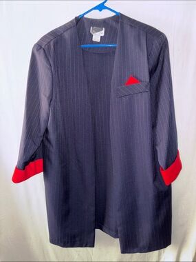 Vintage Leni Leni  Navy Pinstripe Blazer with Red Accents